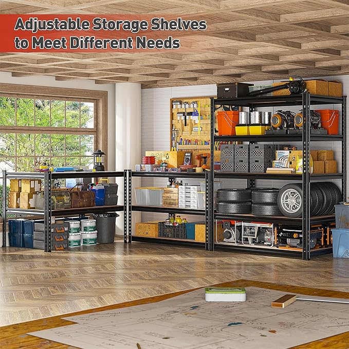 REIBII 2400LBS Garage Shelving 5 Tier Storage Shelves Heavy Duty, Adjustable - Image 4
