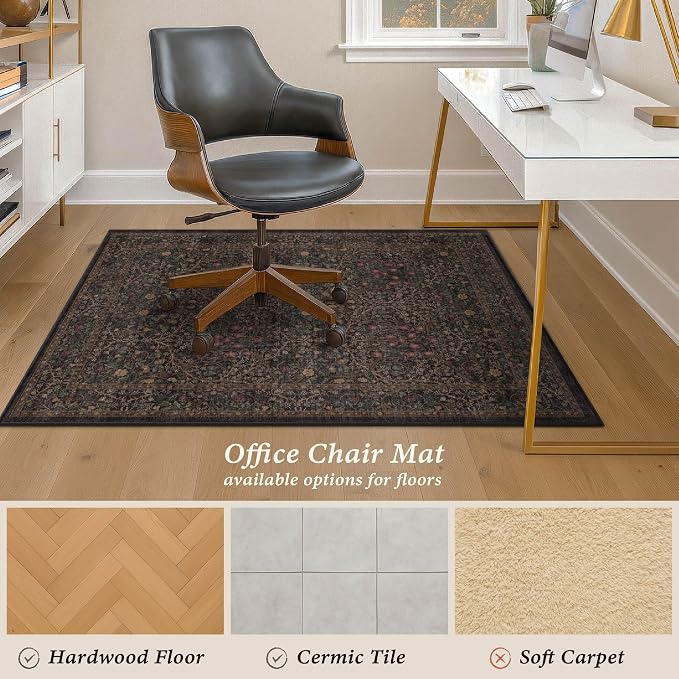 Dark Brown 3x4 Washable Office Rugs - Image 3