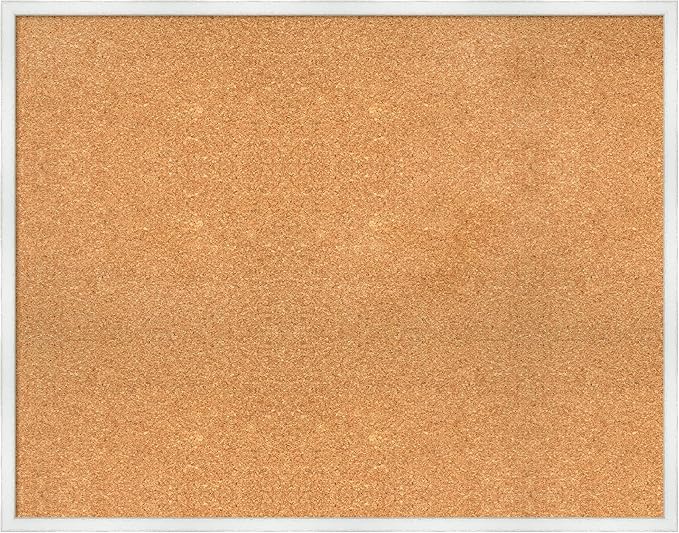 Amanti Art Natural Cork Board for Wall, 29x37 Vision Board with White Frame, Large Corkboard Office Decor for Home Organization, Country Rustic Corkboard Pinboard to Display Items for Home-DeskLoop Office