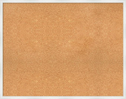 Amanti Art Natural Cork Board for Wall, 29x37 Vision Board with White Frame, Large Corkboard Office Decor for Home Organization, Country Rustic Corkboard Pinboard to Display Items for Home-DeskLoop Office