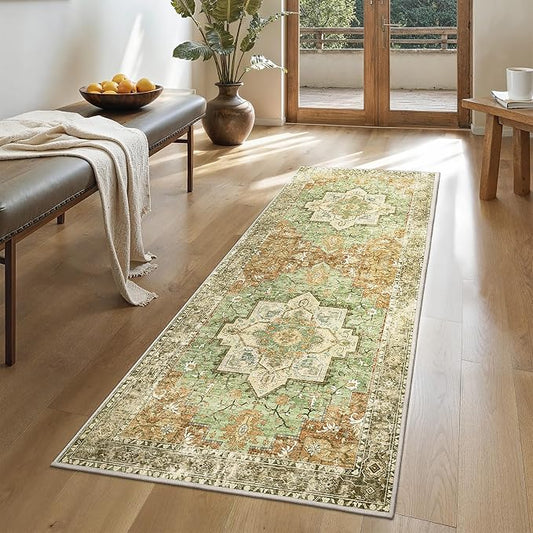 GENIMO 2'6"x6 Runner Rugs for Hallway, Machine Washable Non Slip Vintage Rugs by GENIMO