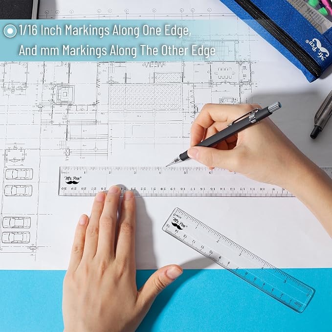 Mr. Pen- Plastic Rulers, 6 Inch & 12 Inch, Easy-to-Read Markings | - Image 4