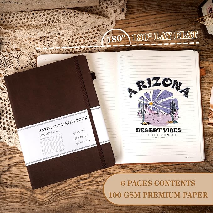 CAGIE Lined Journal Notebook for Men Women 320 Pages Leather Journals for - Image 5