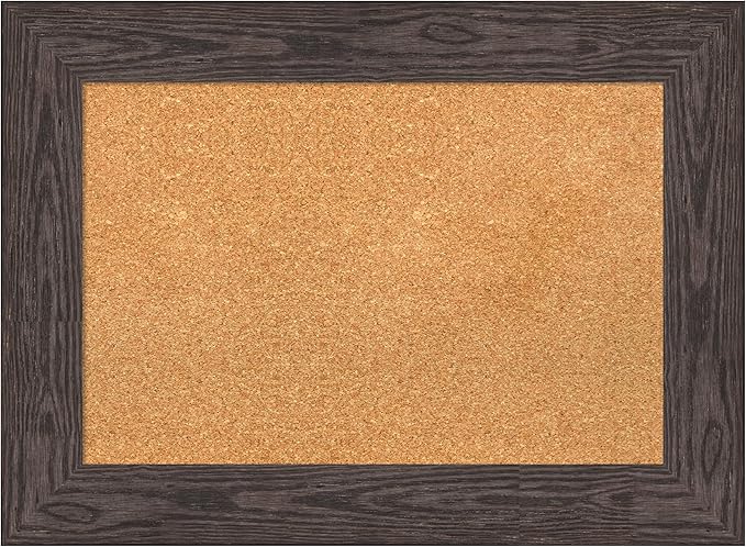 Amanti Art Natural Cork Board for Wall, 22x30 Vision Board with Black Wood Frame, Medium Corkboard Office Decor for Home Organization, Country Rustic Corkboard Pinboard to Display Items for Home-DeskLoop Office