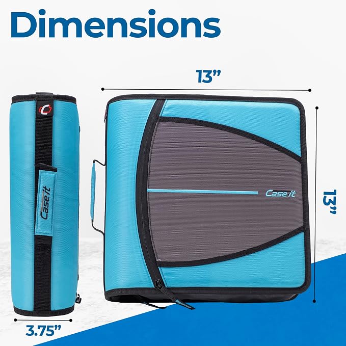 Case-it Mighty Zip Tab School Zipper Binder | 3-Inch O-Rings, 600-Sheet Capacity - Image 5