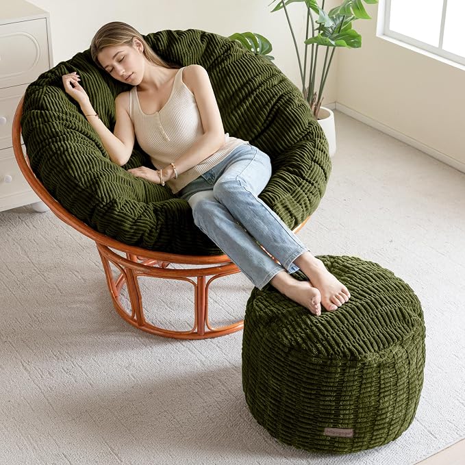 HIGOGOGO Pouf Ottoman Stuffed Round Modern Foam Filled Foot Rest Poufs - Image 4