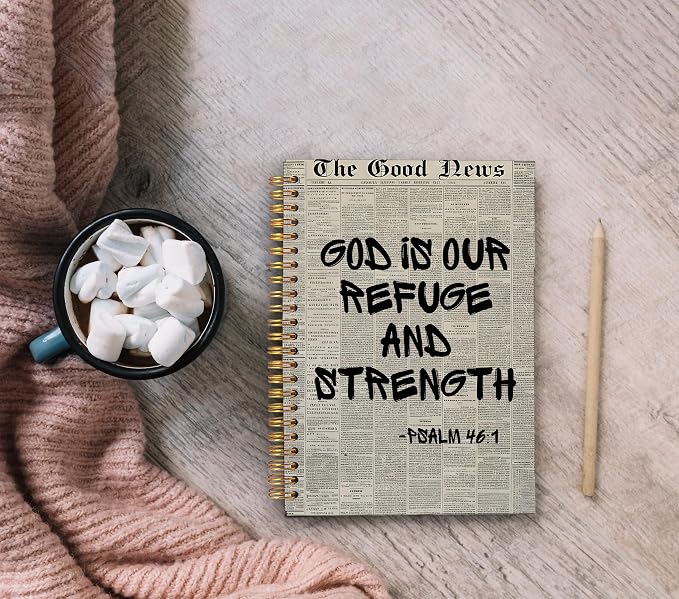 Vintage Christian Notebook Journal, Psalm 46:1 Bible Verse Notebook - Image 4