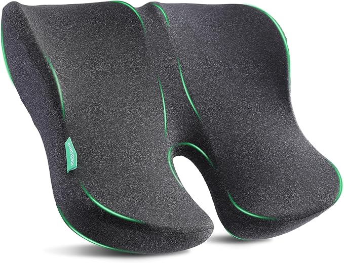 Seat Cushion, SC 150B Seat Cushions for Office Chairs, Car Seat, Wheelchair - Sciatica & Tailbone & Coccyx Pain Relief Pillow for Driver Sedentary People（Size:19.6 * 16.6 * 3.7 in-Black）-DeskLoop Office