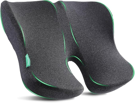 Seat Cushion, SC 150B Seat Cushions for Office Chairs, Car Seat, Wheelchair - Sciatica & Tailbone & Coccyx Pain Relief Pillow for Driver Sedentary People（Size:19.6 * 16.6 * 3.7 in-Black）-DeskLoop Office