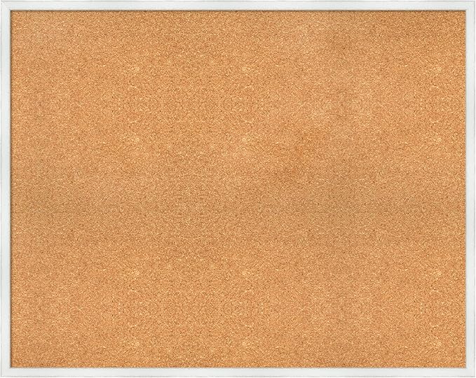 Amanti Art Natural Cork Board for Wall, 31x39 Vision Board with White Frame, X-Large Corkboard Office Decor for Home Organization, Country Rustic Corkboard Pinboard to Display Items for Home-DeskLoop Office