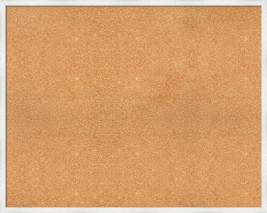 Amanti Art Natural Cork Board for Wall, 31x39 Vision Board with White Frame, X-Large Corkboard Office Decor for Home Organization, Country Rustic Corkboard Pinboard to Display Items for Home-DeskLoop Office