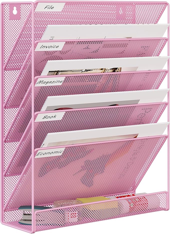 EasyPAG 5 Tier Wall File Holder, Mesh Hanging Folder Organizer by EasyPAG