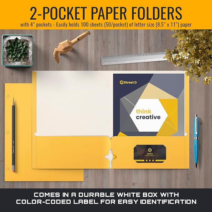 Better Office Products Two Pocket Portfolio Folders, Letter Size Paper Folders - Image 3