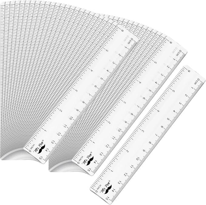 Mr. Pen- Bulk Plastic Rulers, 6 Inch, 50 Pack, Easy-to-Read Markings | by MrPen