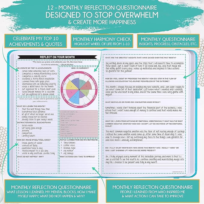 Hourly Planner – Undated Weekly & Monthly Goal Setting Planner, 12-Month to Increase Productivity | Life & Gratitude Journal, Include Foldable Vision Board, Gift Box & Stickers-DeskLoop Office