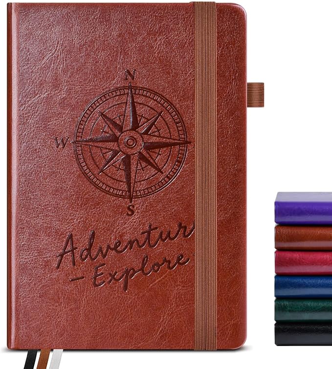 PAIBAS Lined Journal Notebook for Women Men, 160 Pages, A5 Hardcover Vintage by PAIBAS