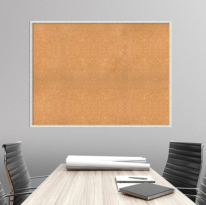 Amanti Art Natural Cork Board for Wall, 37x49 Vision Board with White Frame, Oversize Corkboard Office Decor for Home Organization, Modern Corkboard Pinboard to Display Items for Home Organization in-DeskLoop Office