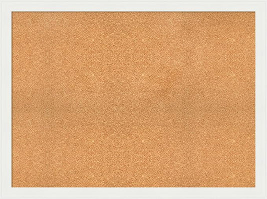 Amanti Art Natural Cork Board for Wall, 35x47 Vision Board with White Frame, Oversize Corkboard Office Decor for Home Organization, Casual Corkboard Pinboard to Display Items for Home Organization in-DeskLoop Office