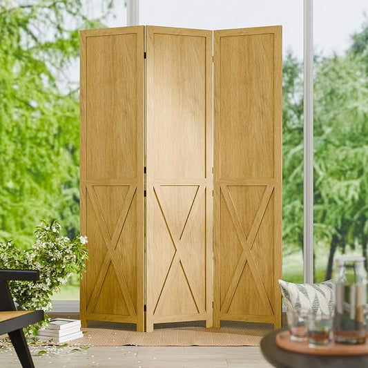 Cozy Castle Wood Room Divider, 3 Panel 66.9 Inch Privacy Screen, Folding Wall by CozyCastle