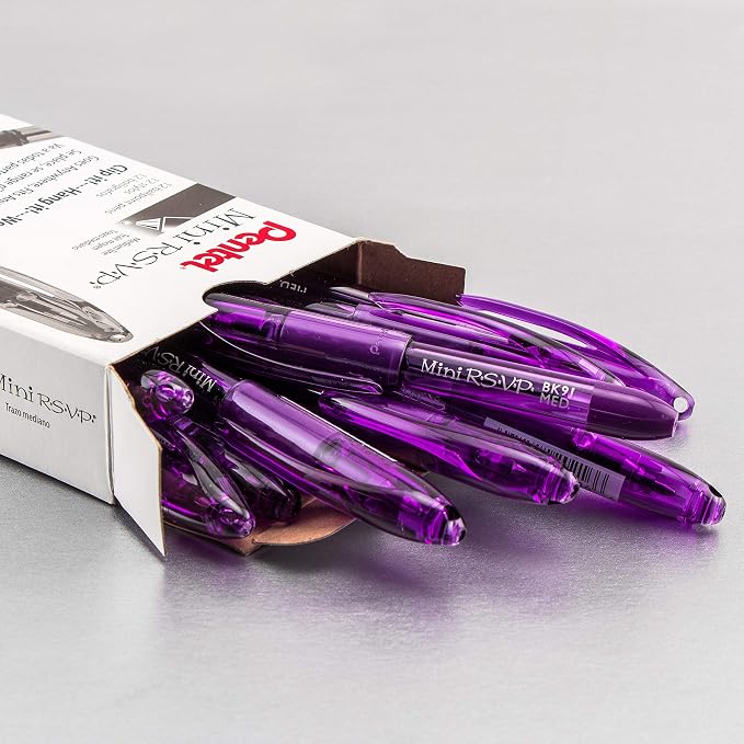 Pentel RSVP Mini Ballpoint Pen, Medium Line, Violet Ink, 12 pack - Image 2