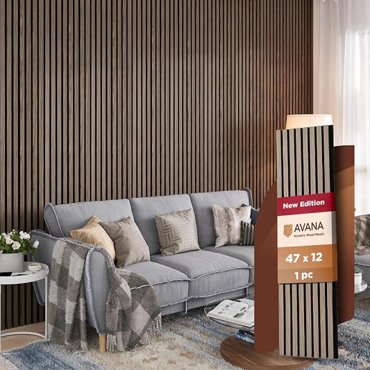 Avana Modern Acoustic Wood Wall Panels – 47.2 X 12.6 Inch Walnut Acoustic by AvanaHome