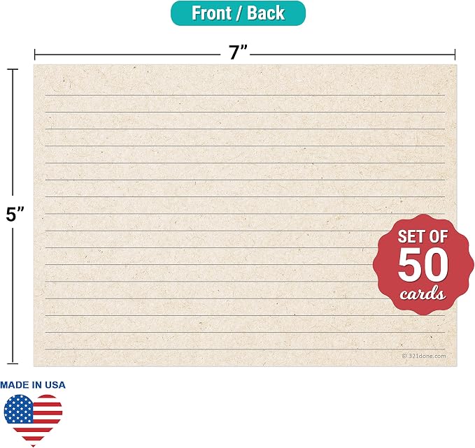 321Done Ruled Note Cards, 5x7 Thick Index Cards - Image 2