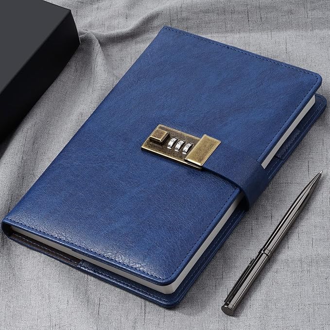 WEMATE Diary with Lock, A5 PU Leather Journal with Lock 240 Pages, Vintage - Image 6