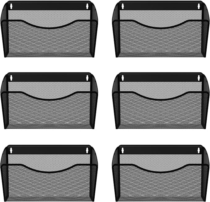 EasyPAG 6 Single Pocket Wall File Organizer, Mesh Hanging File Folder Organizer by EasyPAG