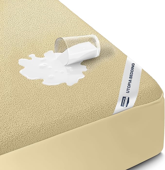 Twin XL Size Mattress Protector Waterproof, Premium 200 GSM Terry Mattress Cover by UTOPIABEDDING