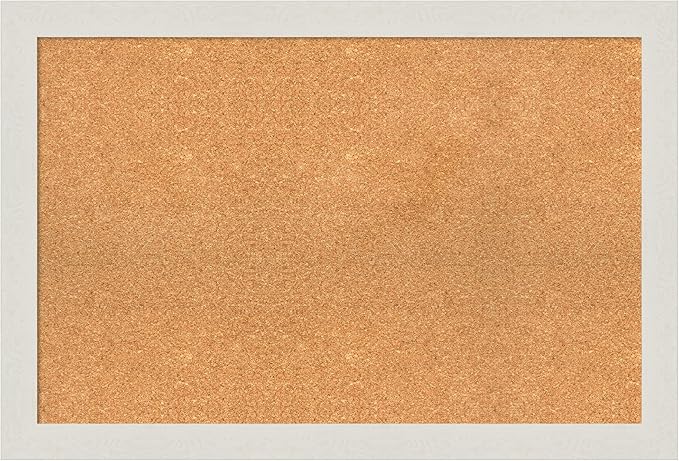 Amanti Art Natural Cork Board for Wall, 25x37 Vision Board with White Frame, Large Corkboard Office Decor for Home Organization, Country Rustic Corkboard Pinboard to Display Items for Home-DeskLoop Office