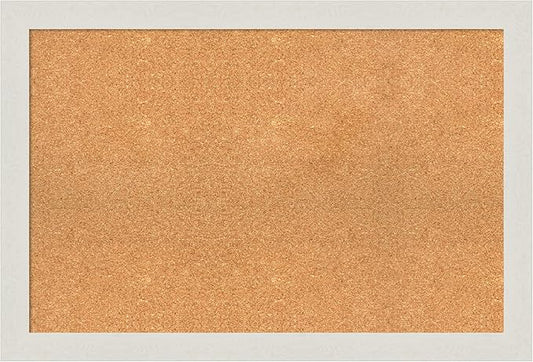 Amanti Art Natural Cork Board for Wall, 25x37 Vision Board with White Frame, Large Corkboard Office Decor for Home Organization, Country Rustic Corkboard Pinboard to Display Items for Home-DeskLoop Office