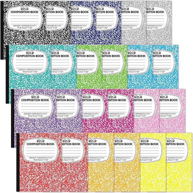 24 Pack 9.75 x 7.5 in Large Composition Notebooks Bulk 12 Color Wide Ruled - Image 9