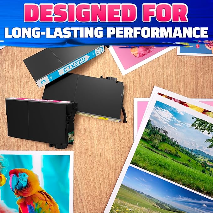 Reluen 5-Pcs 822XL Printer Ink Cartridges – High Capacity 2 Black & 3 Standard Color Combo Pack – Easy to Install and Compatible with WF-3820, WF-3823, WF-4820, WF-4830, WF-4833, WF-4834 Printers-DeskLoop Office