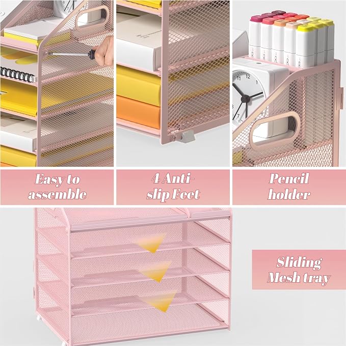 Letter Tray Paper, 5 Tier Desk Organizer - Image 4