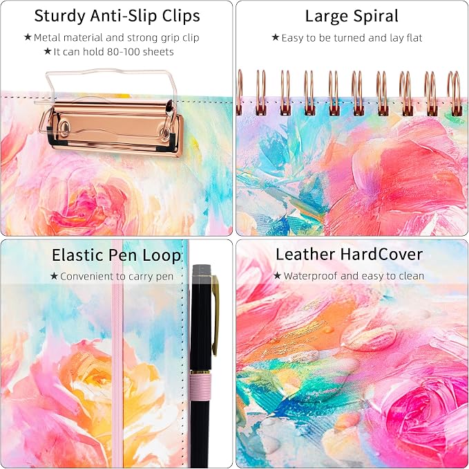 Ospelelf Pink Foldable Spiral Clipboard Folio - Image 4