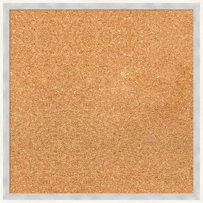 Amanti Art Natural Cork Board for Wall, 17x17 Vision Board with White Frame, Small Corkboard Office Decor for Home Organization, Modern Corkboard Pinboard to Display Items for Home Organization in-DeskLoop Office