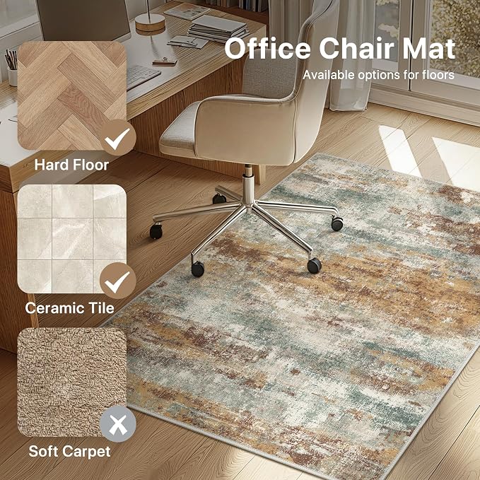 Office Chair Mat for Hardwood Tile Floor, Abstract 36"X 48" Desk Mats for - Image 3