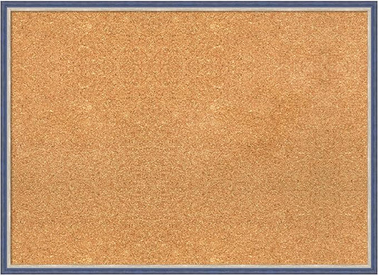 Amanti Art Natural Cork Board for Wall, 21x29 Vision Board with Blue Wood Frame, Medium Corkboard Office Decor for Home Organization, Modern Contemporary Corkboard Pinboard to display items for home-DeskLoop Office