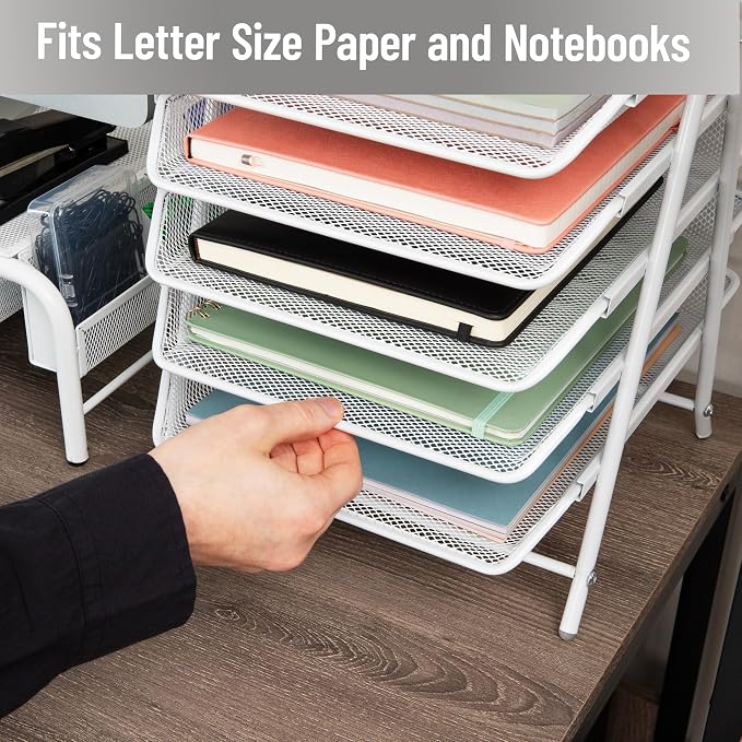 Mind Reader 5-Tier Paper Tray Organizer, Metal Mesh - Image 6