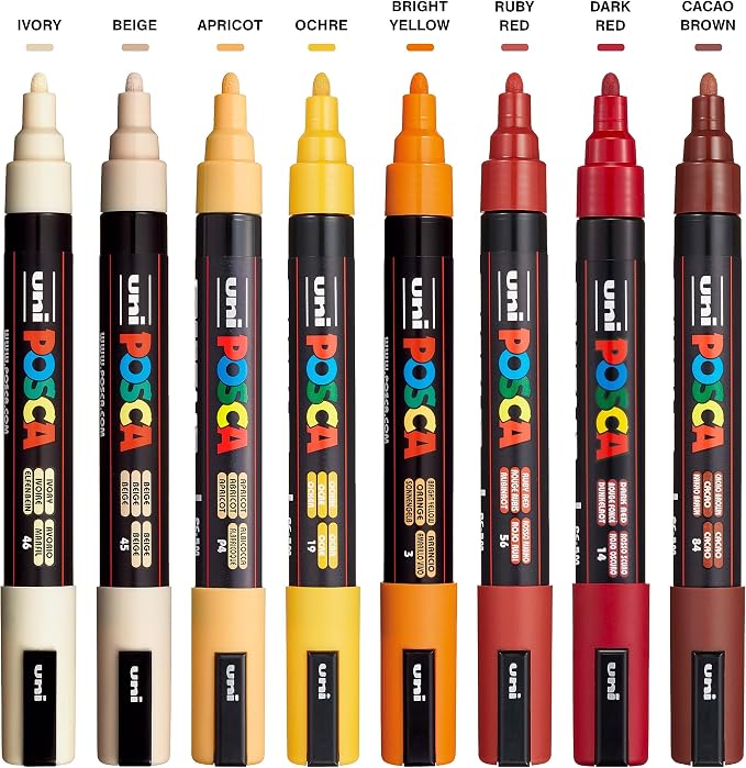 uni POSCA PC-5M Water-Based Paint Markers, Reversible Medium Tip, Warm Tone Ink - Image 2