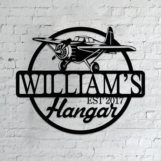 Personalized Metal Airplane Wall Art, Airplane Name Sign, Customized Pilot Name by Unknown