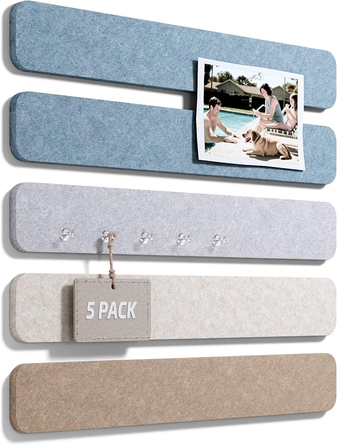Fluxynara Cork Board Alternative Felt Strip Board 5-Pack 13"x2", Office Pin by FLUXYNARA