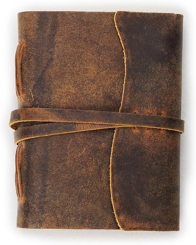 LEATHER VILLAGE Leather Bound Journal - Rustic Brown, 7"X5", 220 Pages - Vintage Blank Paper Diary for Writing, Drawing, Sketchbook, and Travel Notebook - Ideal for Women and Men-DeskLoop Office