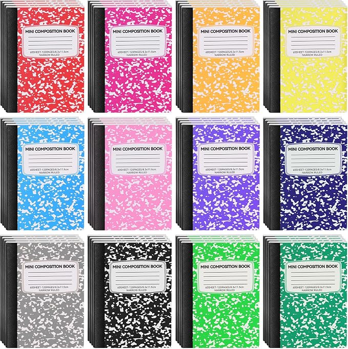 48 Pack Mini Composition Notebooks Bulk 12 Color 4.5" x 3.25" College Ruled - Image 2