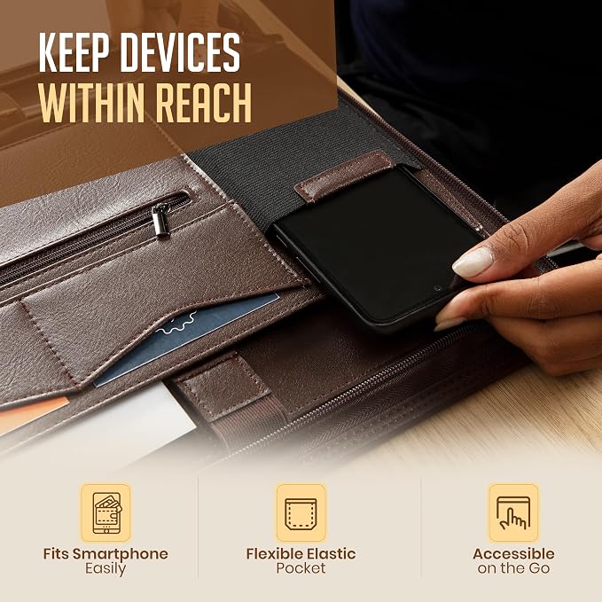 STYLIO Zipper Padfolio Portfolio Binder Organizer | Faux Leather Portfolio - Image 6