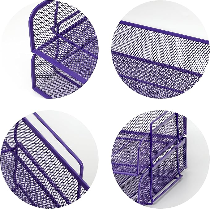 EASEPRES 2 Pack Stackable Desk Paper Tray, Metal Mesh Desktop Document Letter - Image 4