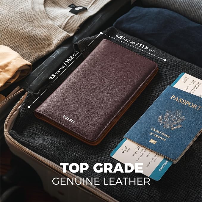 VULKIT Passport Holder Wallet RFID Blocking Travel Wallet - Image 4