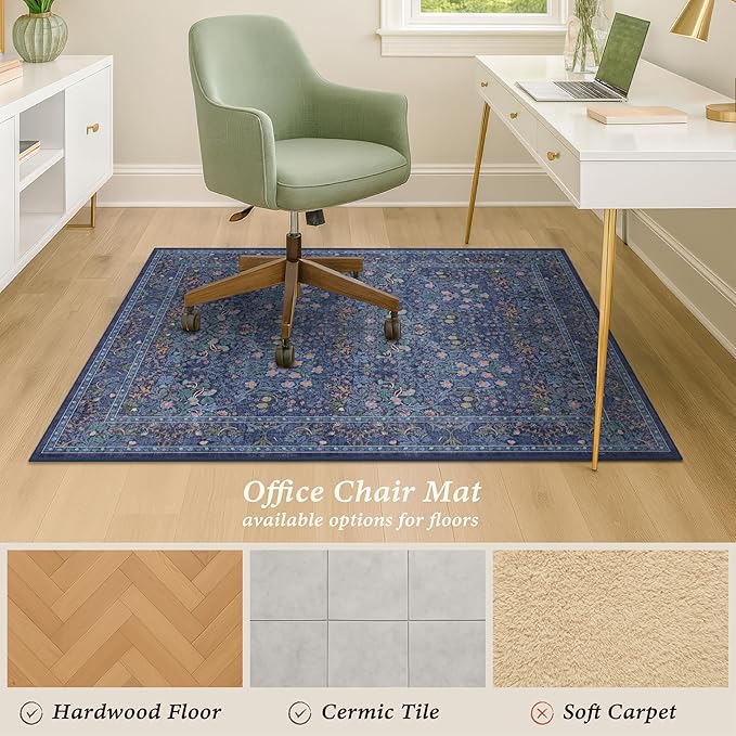 Dark Blue Office Chair Mat for Hardwood Floors, Tile Floor Protector for Heavy - Image 5
