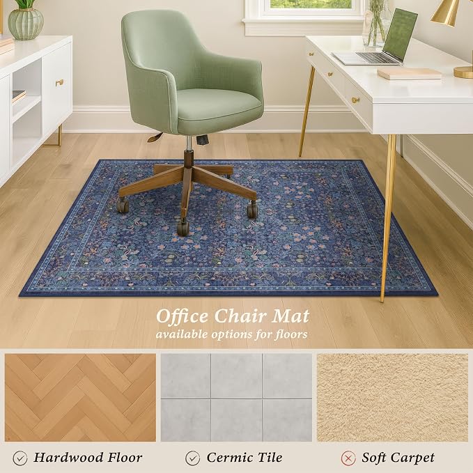 JTJ Office Chair Mat for Hardwood Floors 36" x 48", Boho Under Desk Rug - Image 5