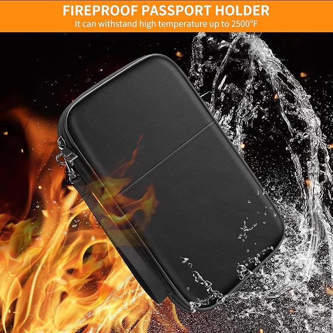 JUNDUN 2500℉ Fireproof Family Passport Holder Upgraded Material | RFID Blocking - Image 2